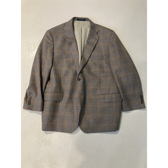 Joseph Abboud 50R Plaid Wool Silk Linen Mens Blazer Suit Jacket Sport Coat